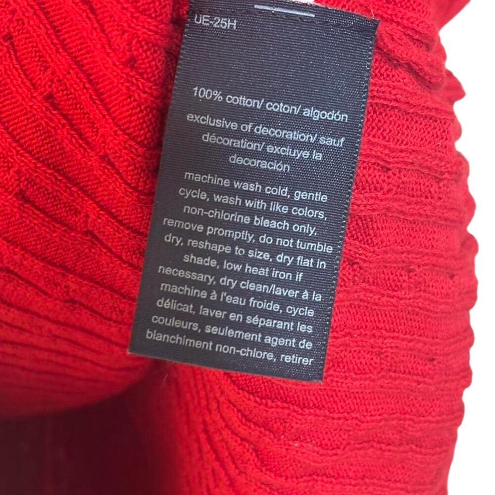 Tommy Hilfiger Red Cable Knit V-Neck Sweater Women’s Medium Classic Cotton - Picture 6 of 8
